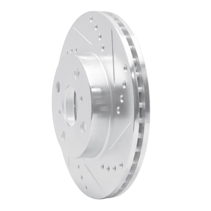 Toyota Prius Brake Rotor (1) - Front Right - R1 Concepts - Drilled & Slotted - Silver - `01-`03